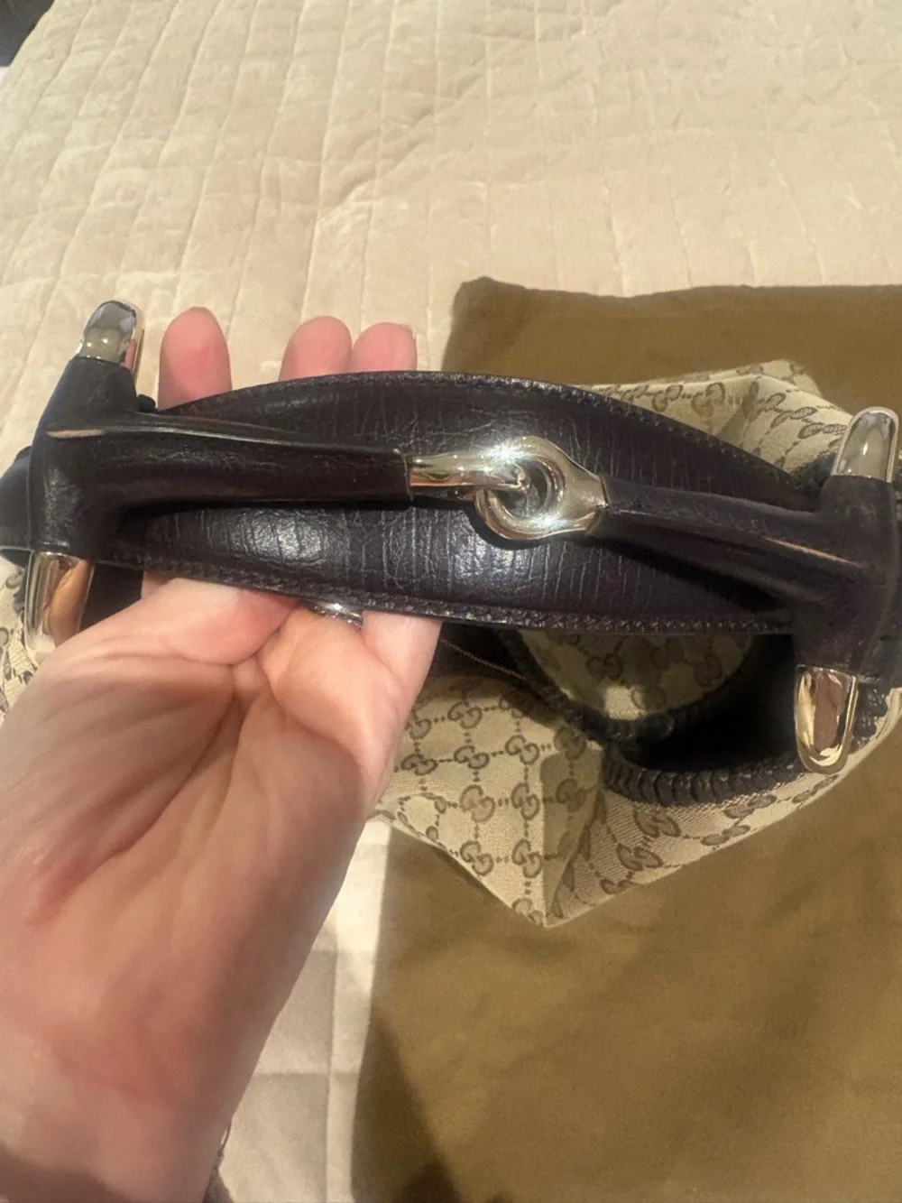Gucci canvas hobo bag! Never worn.  Have original tag and receipt. - Picture 11 of 14